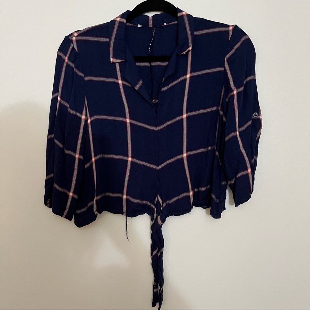 Plaid cropped button down